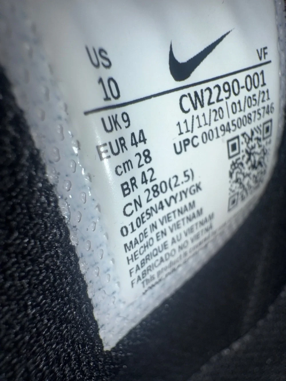 Black Nike Air Force 1 Size 10